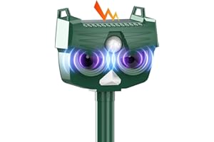 YURDOCA Animal Deterrant, Ultrasonic Cat Deterrent, Solar Outdoor Deterrent Device with LED Flashing Light, Motion Sensor and Waterproof Device, Cat Deterrent Outdoor for Farm, Garden, Dogs, Cats, Birds