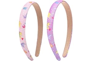 AYVRUOP haarreifen mädchen,2 Stück Glitzer Haarreife,Niedliche Rutschfeste Stirnbänder Lederstirnband haarschmuck mädchen Bling Süße Haarbänder Haarschmuck für kleine Mädchen (Rosa+Lila)