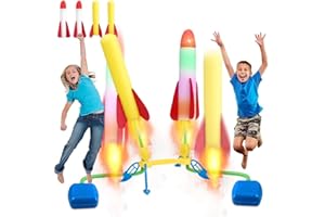 ADYEKSD Space Rocket Launcher for Kids, Children's Toys Rocket Launc her, 2 Foam R ocket Flying Toys, Slingshot Roc ket Launc her, Boys Fun To ys Outdoor Interactive Children's To ys
