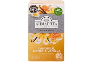 Ahmad Tea Fruit & Herbal Infusions | Camomile, Honey & Vanilla | 20 Teabag Sachets | 1 Pack