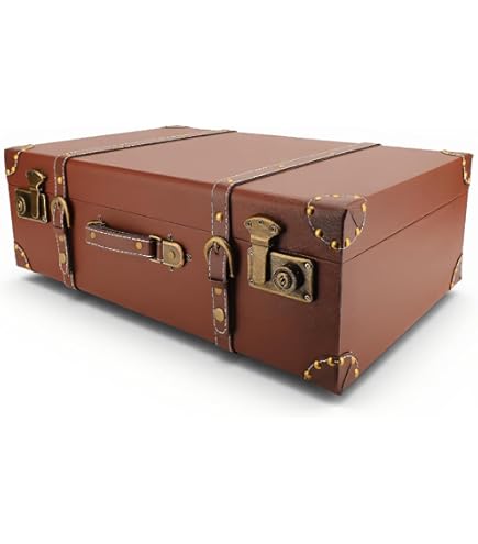 Table Basse en Valise Vintage en Cuir véritable pour Salon