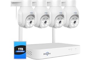 【10Channels+1TB HDD】Hiseeu 5MP HD Wireless security Camera System,CCTV Camera System with 5MP Mini NVR,4X3MP WiFi IP Camera With Color Night Vision,2-Way Audio,Motion Tracking,Remote View and IP66