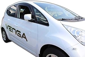 J&J Automotive | Deflettori D'Aria Antiturbo Per Venga 2010-2016, Set di 2 Pz, Nero, Antivento, Antipioggia, Fume' Oscurati