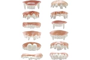 ALLY-MAGIC Gnarly Teeth 12 Pieces Ugly Fake Teeth Bob Teeth Gag Teeth Halloween Vampire Teeth for Aldult Halloween Masquerade Costume Party Favors,12 Styles Y4-GGJYTZ