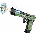 PARTEET Light and Sound Police Army Style Pistol Gun Toy with Moving Top Loader Telescopic Barrel and Target Projection Effect, Desert Eagle Pistol for Kids