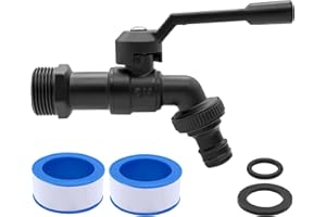 AIMEKE Grifo de 3/4 pulgadas para jardín, válvula de bola de latón exterior, resistente a las heladas -20 ℃, resistente al calor, 120 ℃, grifo de agua exterior con conexiones de manguera (negro)