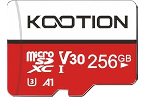 KOOTION Carte Micro SD 256 Go, Carte SD 256go avec UHS-I, U3, V30, A1, Haute Vitesse 100 Mo par Seconde, Carte mémoire TF 4K avec 1 Adaptateur pour Drone/caméra/Tablette/dashcam/Ordinateurs Portable