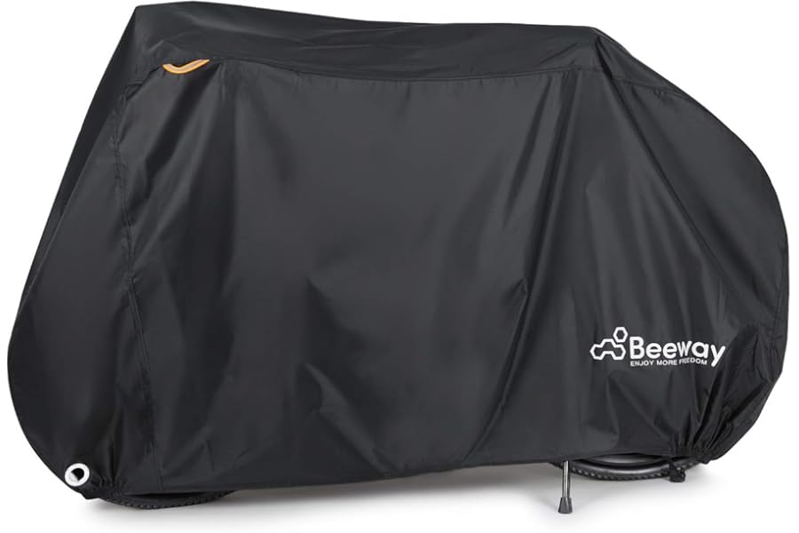 BEEWAY Bike Cover, Waterproof Bicycle Cover Indoor Outdoor Storage - 210T Nylon with Pu Coating, Safty Straps, Lock-holes, Fits for Most Bikes up to 29"