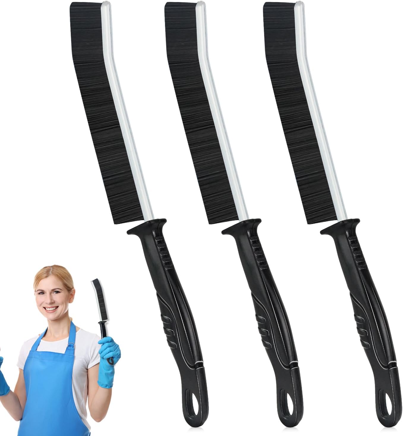 Hmseng 3 Piezas Cepillo Limpieza Grietas Cerdas Duras, Cepillo Limpia Juntas Suelo, para Limpia Railes Ventanas, Cepillo Limpieza Baño Esquinas Muertas Ranuras para Azulejos Cocina