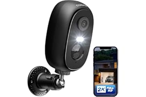 COOAU 2K Security Camera Outdoor Wireless with Rechargeable Battery, Outdoor/Indoor WiFi CCTV Camera with LED Spotlight, Alarm, Color Night Vision, PIR Motion Detection, 2-Way Audio, IP65