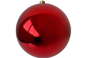 CB Home & Style Weihnachtskugel bruchfest Plastik Kunststoff Christbaumkugel Baumkugel glänzend groß XXL (Weihnachtsrot, 20 cm)