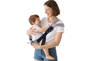 JOYNCLEON Portabebè Fisiologico da Neonato a Bambino, Fascia Portabebè Laterale con Spallone Extra Largo, Regolabile ed Ergonomico 0-36 Mesi, per Viaggi e Supporto Anca Sano (grigio)