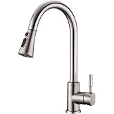 UCMDA Removable Kitchen Faucet with Swivel Spout of 3 Spray Modes, Single Handle High Arc in Lead-Free Stainless Steel (Silve