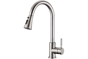 Robinet de Cuisine - AILRINNI Mitigeur Cuisine Rotatif à 360°avec Douchette Extensible, 3 Modes de Pulvérisation Robinet d'Évier en Acier Inoxydable (Nickel Brossé)