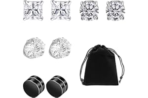 KRYMSON 8 magnetycznych klipsów do uszu, torba do przechowywania, kolczyki kryształowe, okrągłe klipsy z stali tytanowej, modna biżuteria, odpowiednia na randki i imprezy