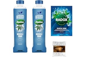 Bubble Bath Bundle Includes Radox Muscle Soak 500ml x2, Bath Therapy Muscle Soak Herbal Bath Salts 400g x1 with x10 Disposable Shower Cap from Heem Supplies