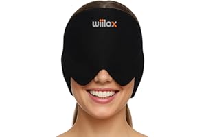 WIILAX Masque Migraine Miracle|Bonnet Anti Migraine Froid|Casque Migraine 360°|Masque Contre la Migraine|Bandeau Migraine et Mal de tete|Migraine Headache relief Cap|Poche de Glace en Gel chaud et froid