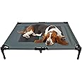 Easipet Elevated Dog Bed Grey Oxford 600D Mesh Pet Cot with Steel Frame, Indoor Outdoor Use, Large 91 x 76 x 18cm