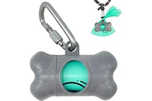 YUCHIYA Dog Poop Pickup Bags Holder Dispenser with Standard-Sized Leak-Proof Scented Doggy Waste Bags and Carabiner Hook and Loop Fastener Never Loose on Leash Lead Again