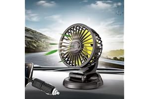 Nircho Auto Kfz Ventilator, Auto Kfz Lüfter 360 ° Drehbarer 12V Zigarettenanzünder Auto Kühlventilator für Armaturenbrett Mini Tischventilator Ventilator Lüfter Saugnapf Klein Ventilator für LKW SUV