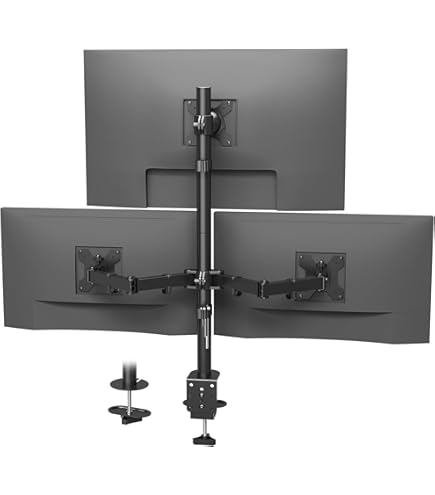 Support écran Bras à Gaz Pour 4 écrans Jusqu'à 32 Pouces - VESA 75x75/100x100, Fixation Par Pince Ou Perçage, Noir