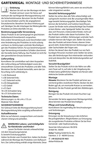 dobar Hoher Gartenschrank aus Holz, Garten-Gerätehaus, natur, 46 x 44 x 175 cm, 56000e - 5