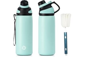 Fjbottle Edelstahl Trinkflasche Sport mit Magnetischem Deckel 1L, 800ml, 600ml, 400ml BPA-Frei Auslaufsichere Kinder Flasche - Kohlensäure geeignet Fahrrad Wasserflasche Thermo für,Schule, Fitness