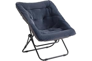 YOTATING Saucer Chair, Comfy Faux Fur Chair Oversized Folding Soft Furry Lounge Lazy Chair Metal Frame Moon Chair Accent Chair for Bedroom, Living Room, Dorm Rooms, Navy