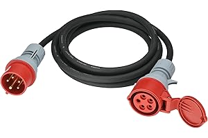 CEE Verlängerungskabel 5m Starkstromkabel H07RN-F 5G 2,5mm² 400V 16A, 5-polig CEE-Verlängerung mit Phasenwendestecker, IP44 Starkstrom-Verlängerung für Baustelle, Industrie, Außenbereich
