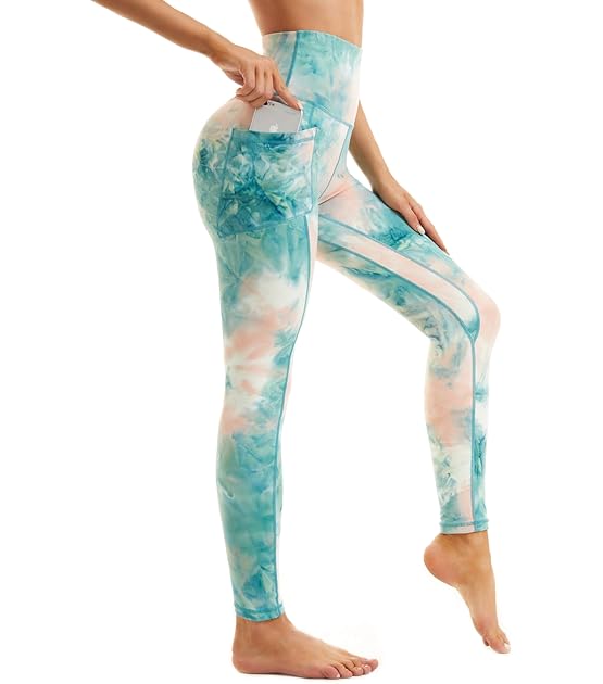 AMYTIS Sport Leggings Damen High Waist Yogahose mit Taschen Lang Sporthose Blickdicht Leggins Fitness Sportleggins