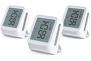 X-Sense Thermomètre Hygromètre Intérieur Connecté Compatible Alexa, Petit Capteur avec Écran LCD Mesure Température et Humidité, Station SBS50 Requise, STH0A, Lot de 3