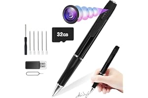 CYI Telecamera spia penna HD 1080p Telecamera Nascosta 32GB Mini Videocamera Spia con Registrazione in Loop Viene Per la Casa il Monitoraggio delle tate
