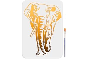 MAYJOYDIY Elephant Stencil 29.7×21cm Large Forest Animals Painting Stencil with Paint Brush Reusable Jungle Animal Drawing Templates for Wood Canvas Paper Fabric Wall Glass