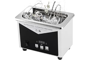 BESTYKS Limpiador Ultrasónico 0.8 L, Maquina Ultrasonidos Limpieza 60W, 40KHz Limpiador Ultrasónico Profesional de Acero Inoxidable, para Limpieza de Joyas, Prótesis Dentales,Gafas, Laboratorio