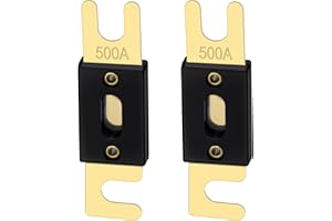 Heschen ANL Fuse ANL-500 500 Amp per sistema audio auto veicoli foglio oro e nero 2 pezzi