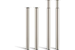 Toemics 4 Pcs Breakfast Bar Legs 710-1100mm Height Adjustable Table Leg Metal Kitchen Worktop Leg Furniture DIY Dining Table Legs with 60mm Diameter Nickel Brushed