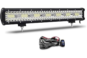 Willpower 51cm 20'' 420W Barre LED Spot et Inondation Rampe LED 12V 24V Étanche Bar a LED Feux Phare de Travail LED Projecteur LED pour 4x4 Voiture Camion Tracteur Quad Véhicule Bateau con Câblage