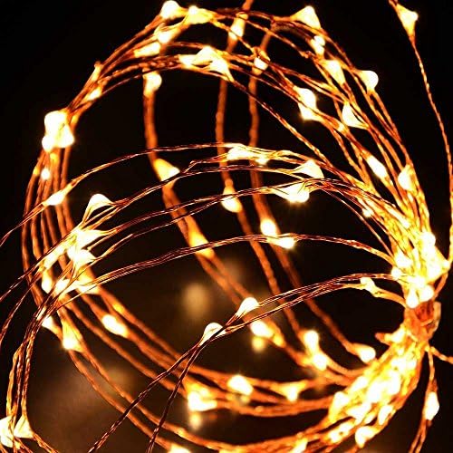 Ryham 5M/16.4Ft 50LEDs LED String Lights Battery Operated Fairy Copper Lights for Seasonal Indoor and Outdoor Decoration,Yellow