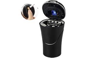 E-MORE Car Ashtray Portable Detachable Auto Cigarette Lighter Ashtray Smokeless with Blue LED Indicator Light USB Charging Cable for Most Car Cup Holder (Non-Detachable Lighter)