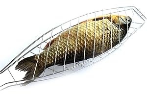 SUNRIS Stainless Steel Non-stick Mesh Wood Handle Grilled Fish Barbecue Clip Net Outdoor Burgers BBQ Tools Grills