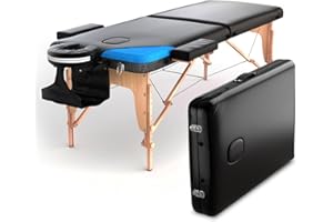 FENIXSHOP24 LETTINO MASSAGGIO PROFESSIONALE 2 ZONE - LETTINO MASSAGGI,LETTINO ESTETISTA FISIOTERAPIA,TATTOO, IN LEGNO PORTATILE RICHIUDIBILE COD-12 (NERO)