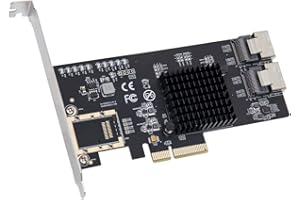IO Crest Tarjeta controladora PCI-e x4 de 8 Puertos SATA III no Raid Compatible con FreeNAS y ZFS Raid. Incluye Cables de conexión Mini SAS a SATA