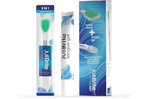 JuliBrite tungvårdssats | 1 gel för tungan (50 ml) + 1 tungborste | Hjälper till att bekämpa dålig andedräkt (halitos) | Vit tunga | Fräsch andedräkt | Tungskrapa