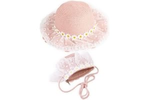 REYOK Chapeau De Paille Enfant Chapeau De Paille Et Sac Set,Petit Sac Chapeau De Soleil d'Été,Filles Chapeau De Paille à Volants pour Enfant Le Tourisme Vacances Plage