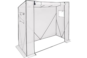 WOLTU Invernadero de Jardín, Invernadero para Cultivo Plantas Semilla, 200x77x146/169 cm, Estructura Metal, PE de 130g/m2, Impermeable, Rresistente al Viento y Rayos UV