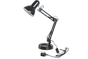 homelife for easy living 35W Swing Poise Hobby Desk Lamp - Tilt/Swivel Head - 35cm Swing Arm - Max. Height 52cm - Weighted Base with Desk Tidy - Inline Switch - L945BK - Black