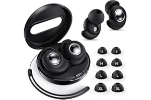BLISSWELL Ear Plugs for Sleep – 45dB Noise Cancelling Silicone Earplugs for Sleeping, Hearing Protection,Working & Travel – 8 Ear Tips in 4 Sizes S/M/L/XL（Black）