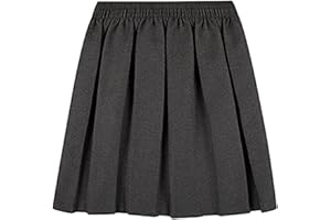 Fashionesta Flowk® Kids Girls Back to School Stretchy Round Bottom Skirt, Fully Elasticated Waist Box Pleated Skirts Formal Summer Uniform Dress Age 4-18 Years