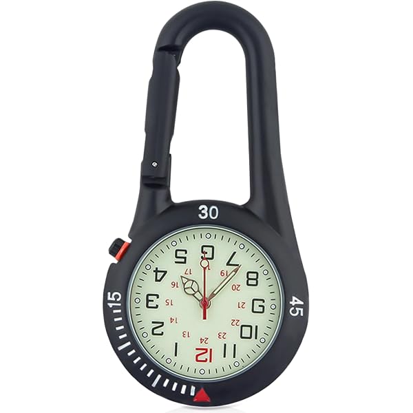 Orologio da taschino portatile vintage con moschettone, sport, escursionismo, infermiera medica, orologio da taschino con bussola da alpinismo per zaino  1511