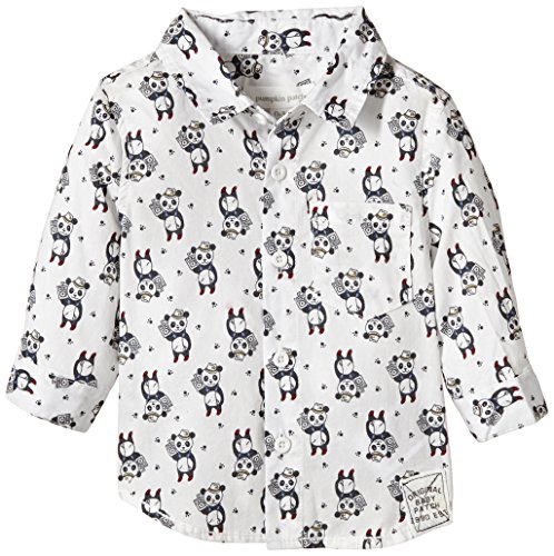 Pumpkin Patch Baby-Boys Panda Print Shirt, Off-White (Vanilla), 3-6 Months